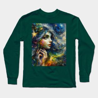 Irish Fairy at Starry Night Long Sleeve T-Shirt